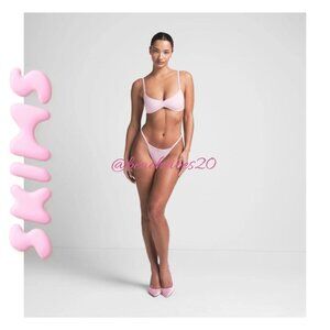 SKIMS Fits Everybody Picot Skimpy Scoop Bralette Cherry Blossom Tonal Large NWT